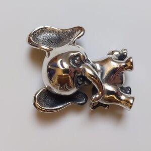 Vintage 1964 Collectible Happy Baby Elephant Brooch Pin by TORTOLANI -‎ Silver